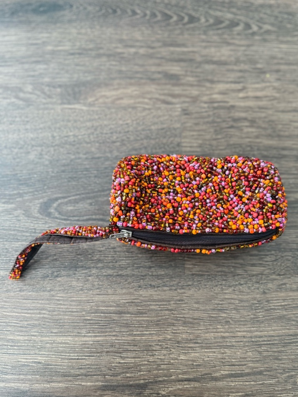 Beaded Wristlet Pouch — Multicolor Seed Beads